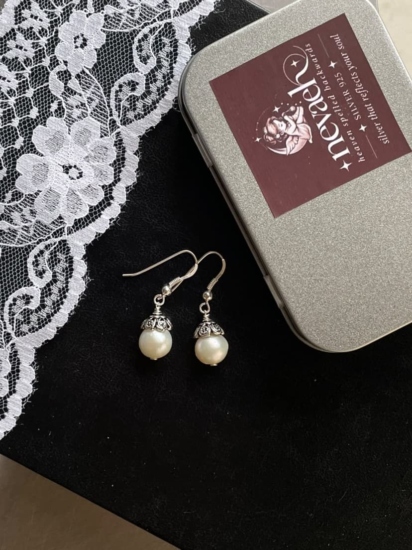 Freshwater Pearl Tumble Tribal Bead Dangling Earring ~ Handcrafted Silver 925