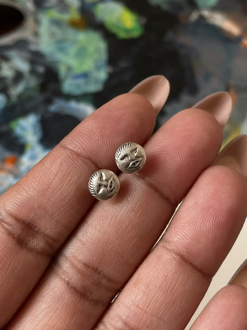 Moon Face Studs ~ Silver 925